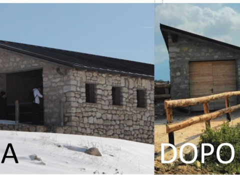 Prima e dopo (foto di M. Francesconi)  Punto info presso Malga Bes